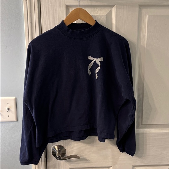 Aerie Cozy Long Sleeve Mock-neck T-shirt in Navy, size XS - Picture 4 of 11